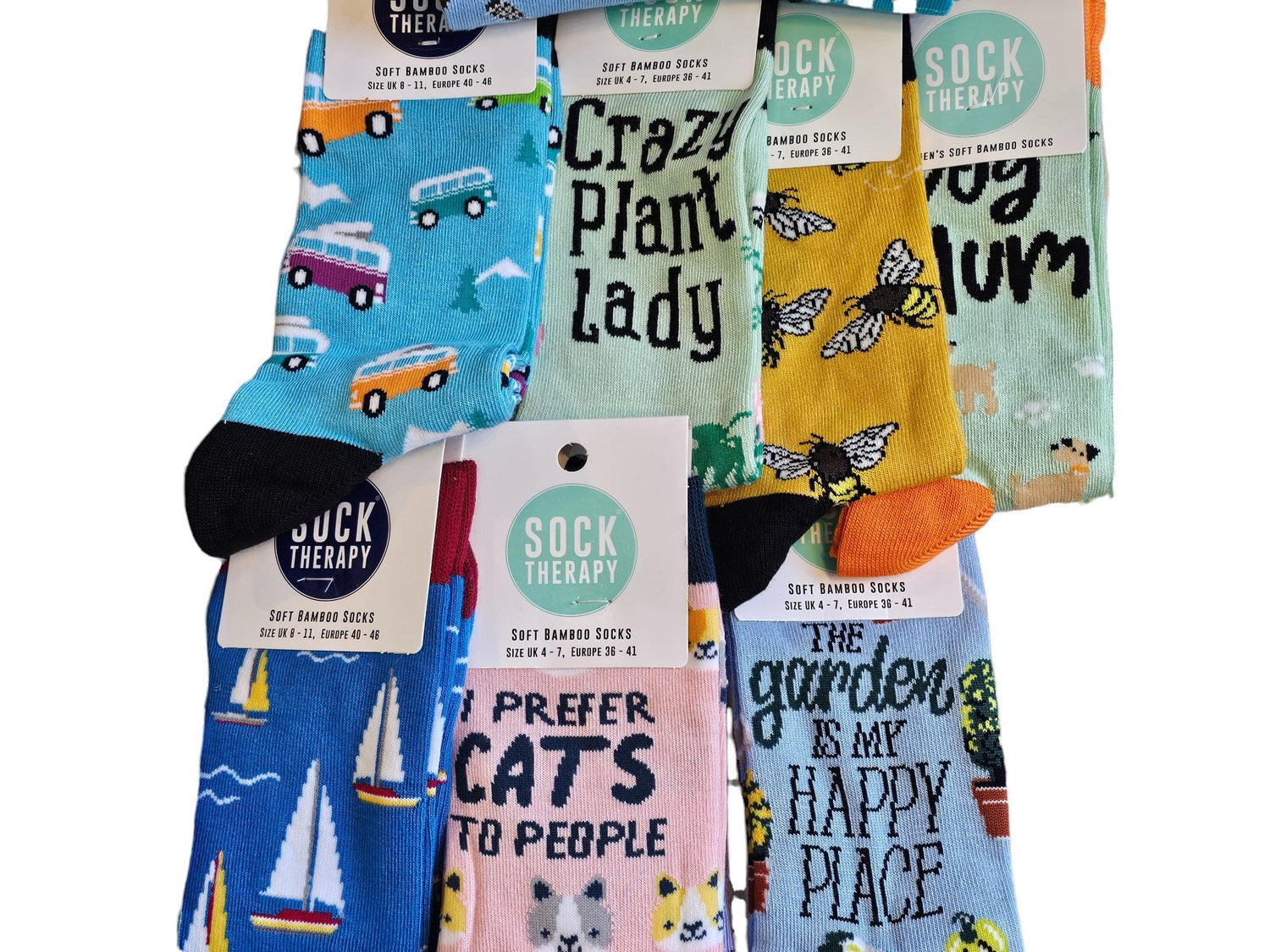 A selection of Bamboo soft socks in various designs.