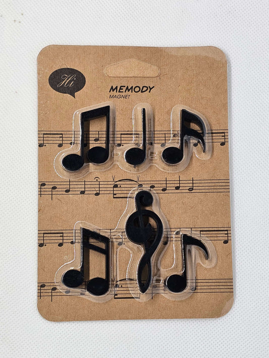 Card with musical note designs on a sheet of music, featuring the brand 'Memody'.