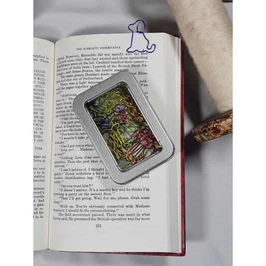 20 Dog Paper clips in a tin. - paper clips