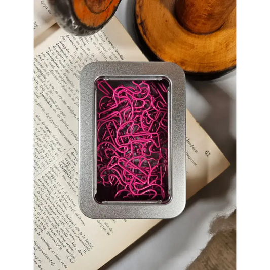 20 Flamingo Paper clips in a tin. - paper clips
