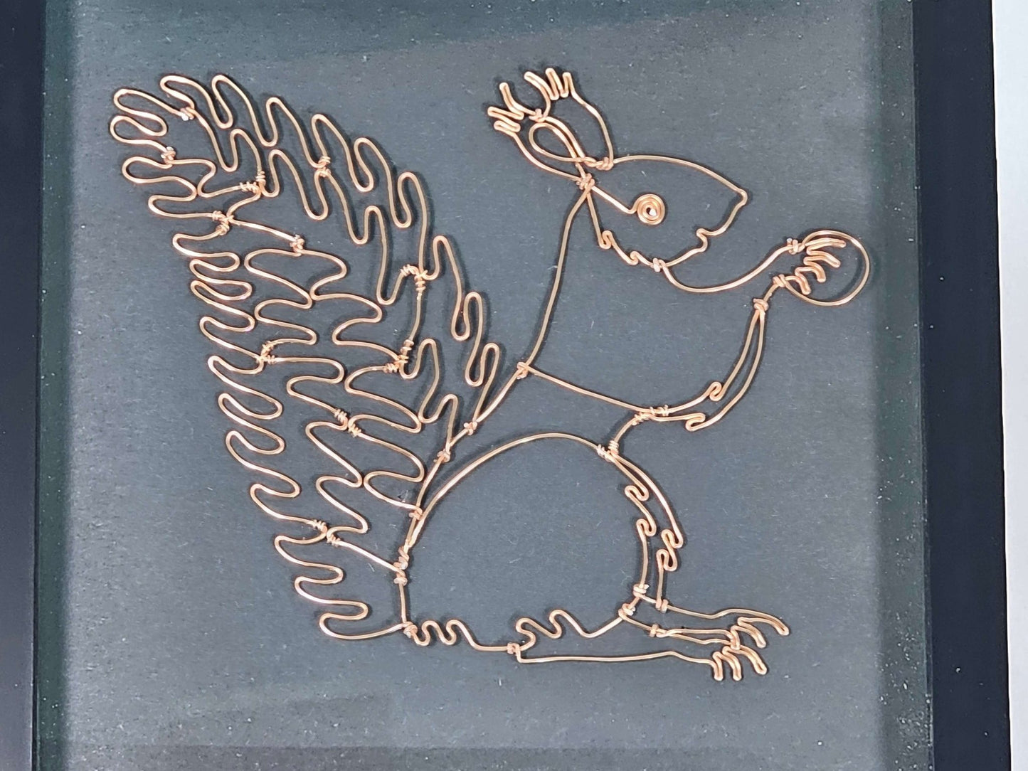 A Framed handmade wire Squirrel - The Red Squirrel