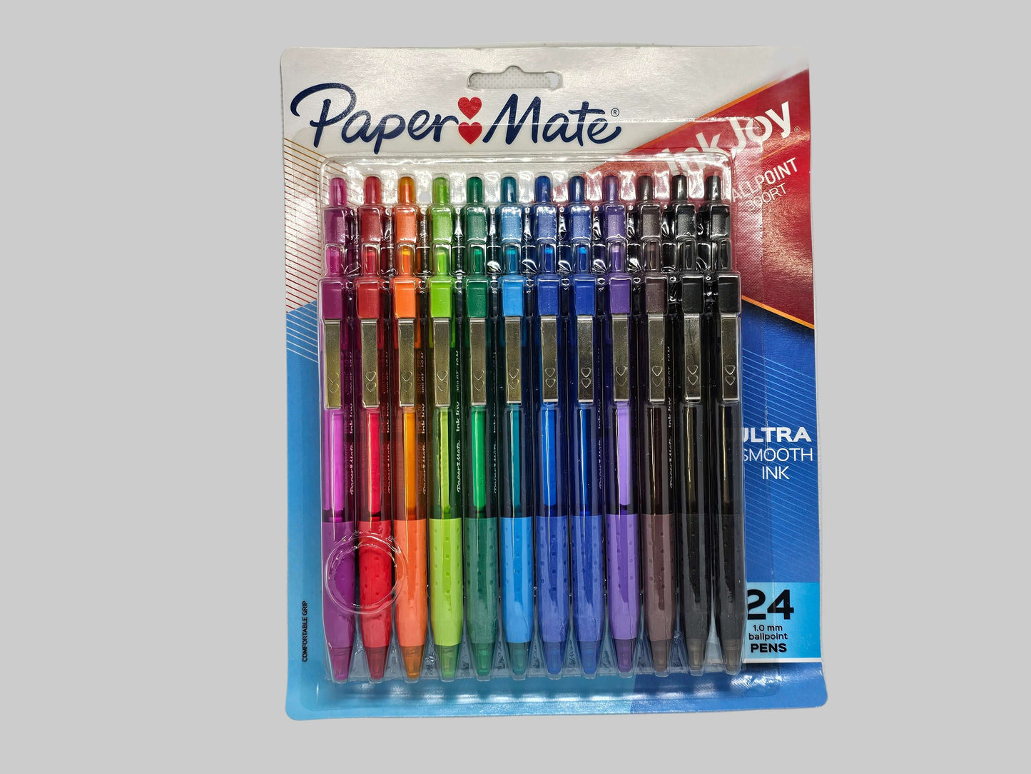 Pack of Paper Mate pens in various colors on a white background