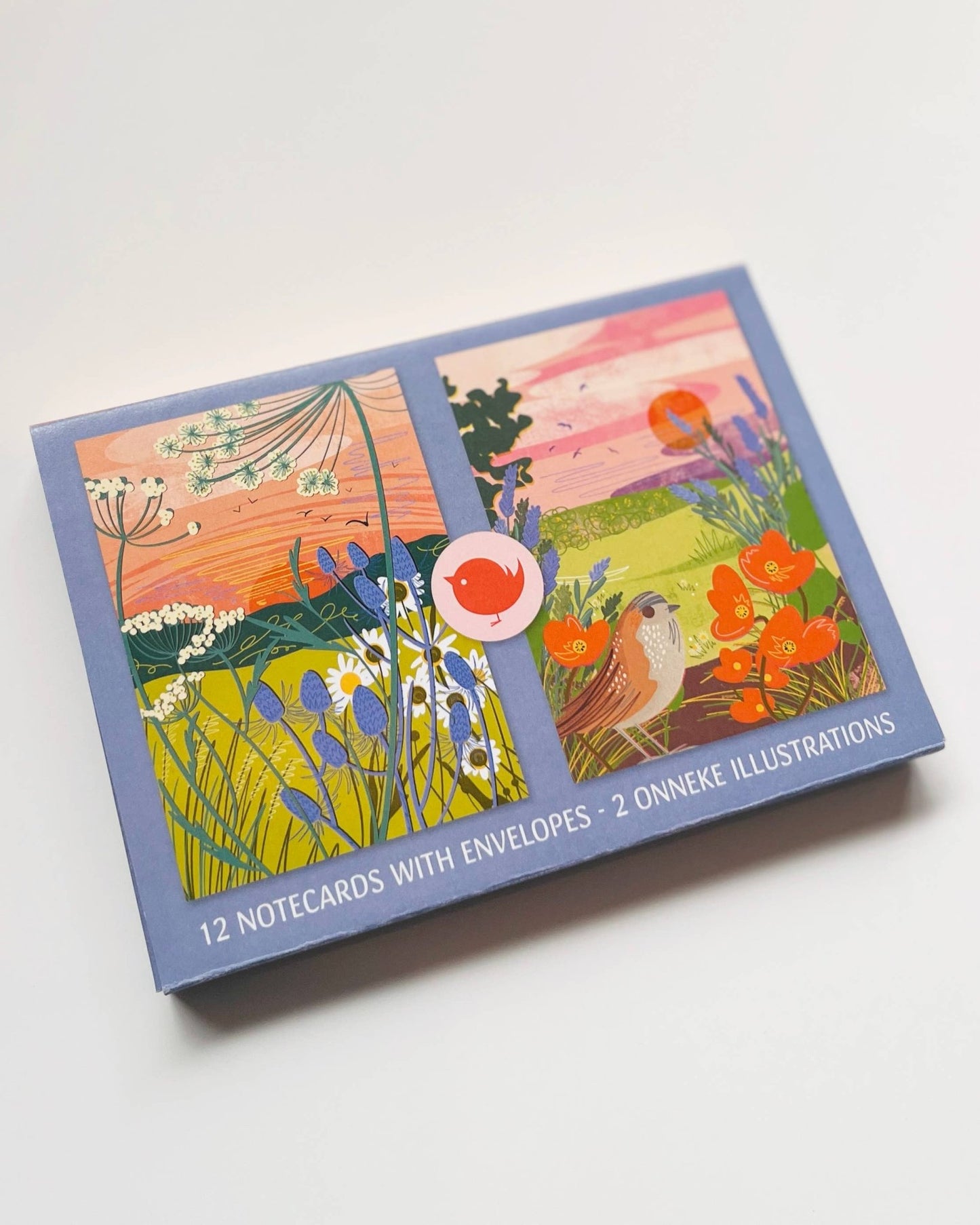 Pack of 12 notecards with envelopes, 2 floral illustrations - The Red Squirrel