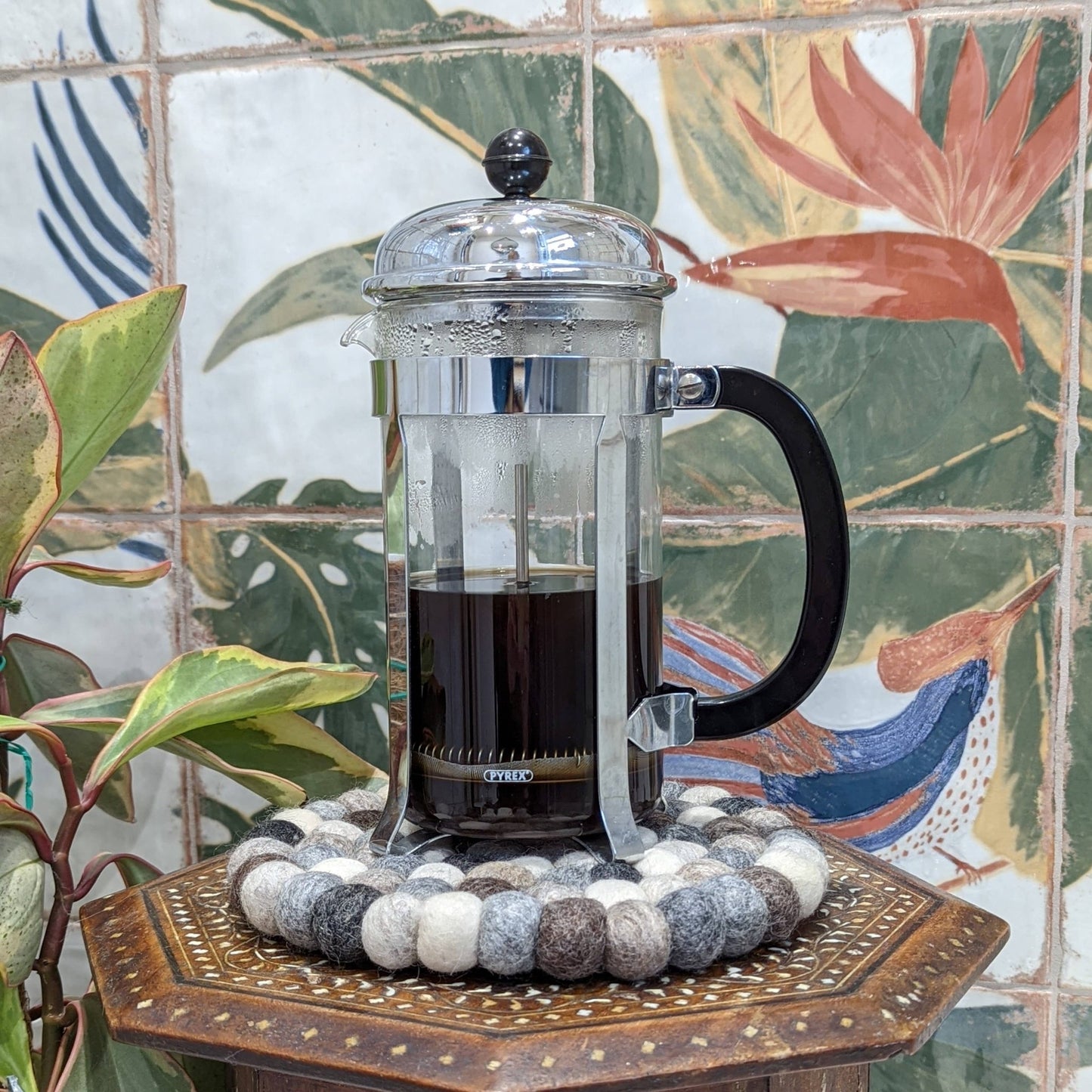 Fun Felt Wool Ball Placemat / Trivet - The Red Squirrel