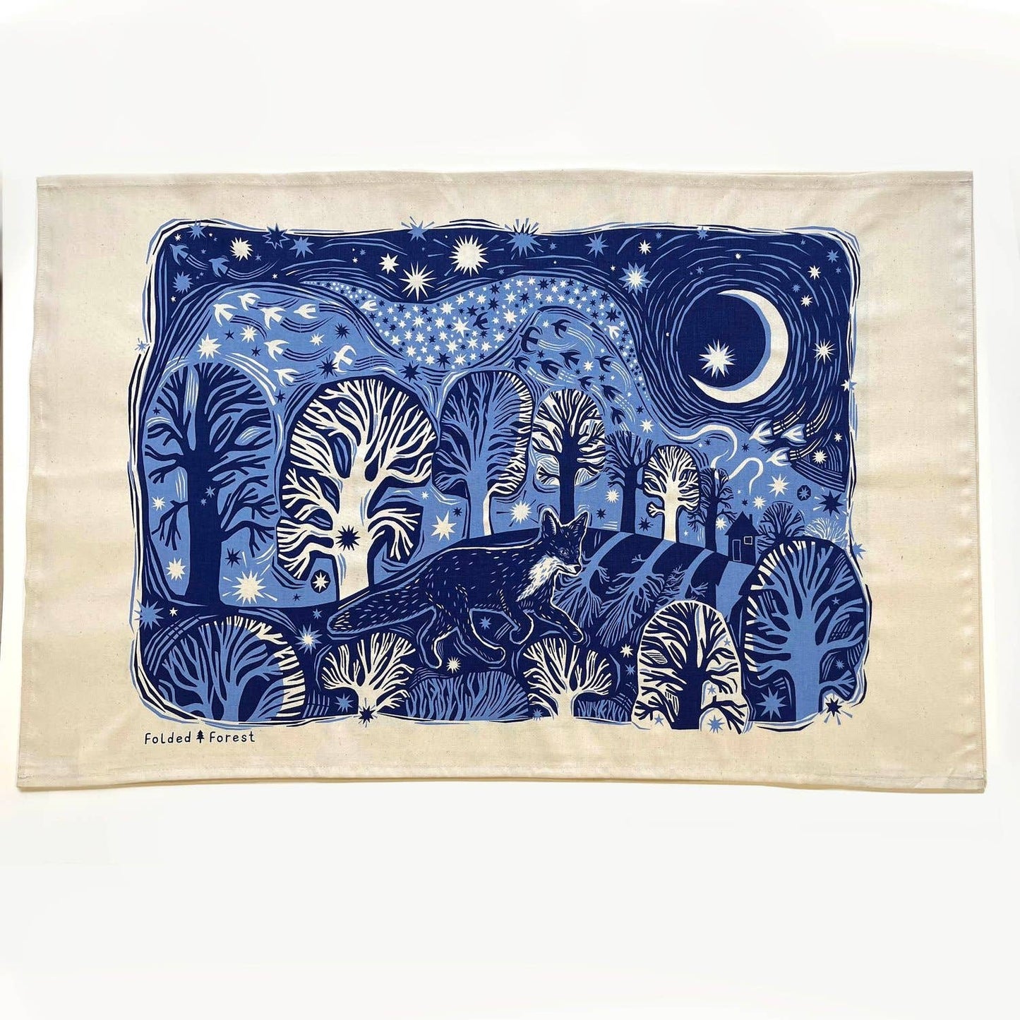 Stunning tea towel midnight forest design.