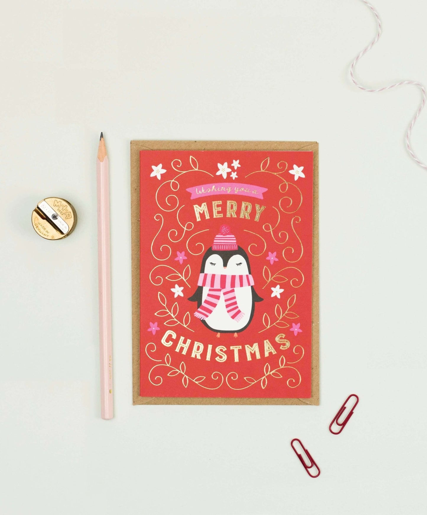 Penguin Merry Christmas Card Christmas Card - The Red Squirrel