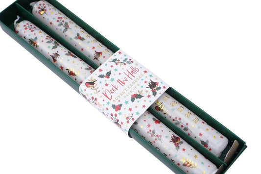 Decorative candles with fairy design in a green box