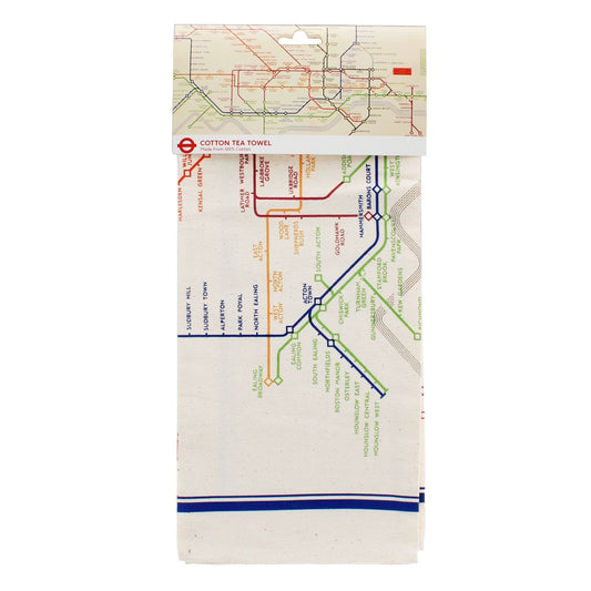 Cotton Tea Towel - TFL Heritage Tube Map - The Red Squirrel