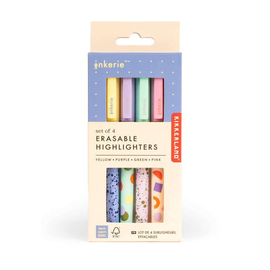 Set of 4 Erasable Highlighters - Kikkerland