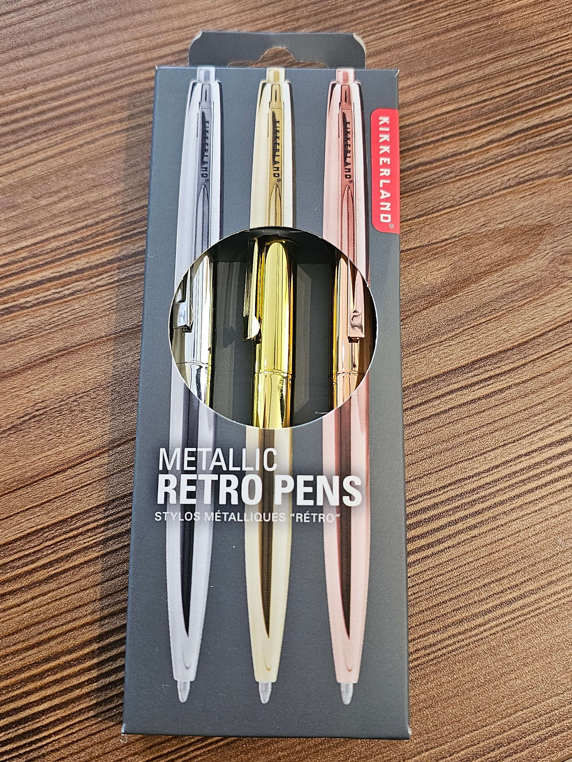 Set of 3 metallic retro pens by Kikkerland.