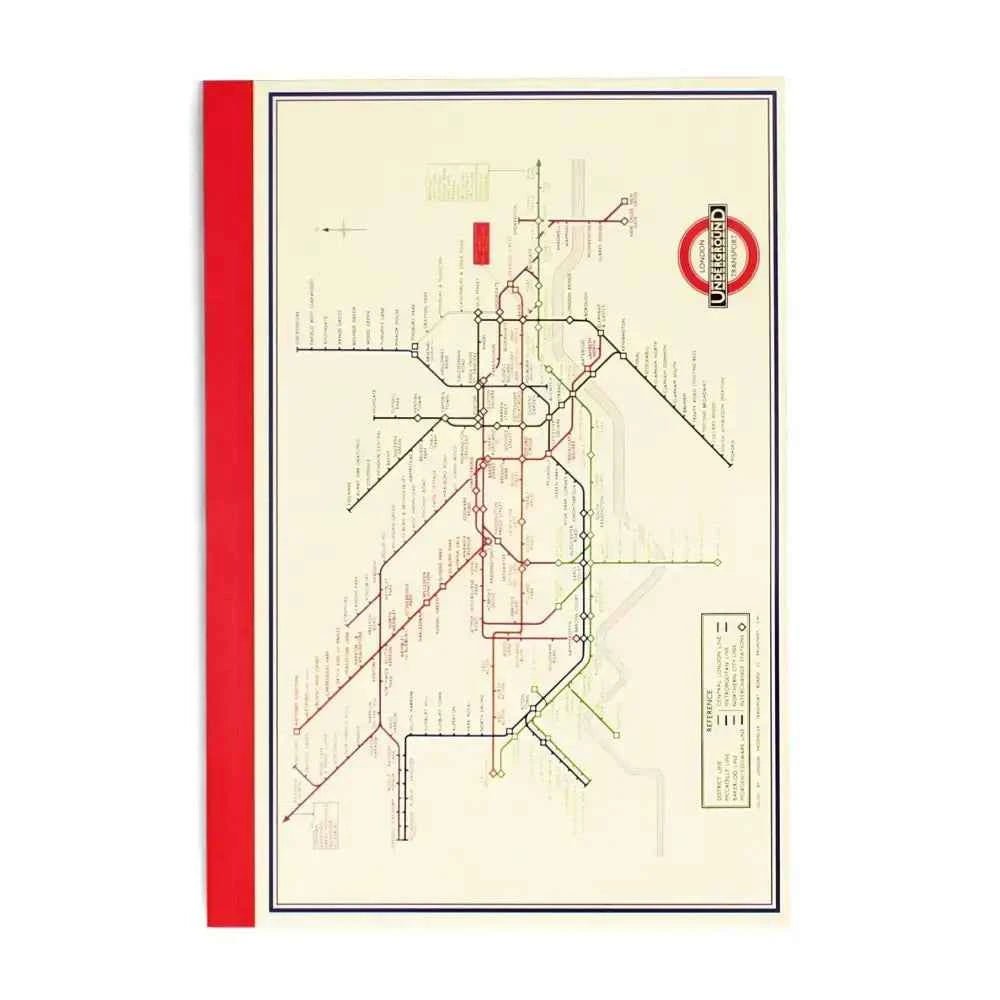 A5 Notebook - TFL Heritage Tube Map - The Red Squirrel
