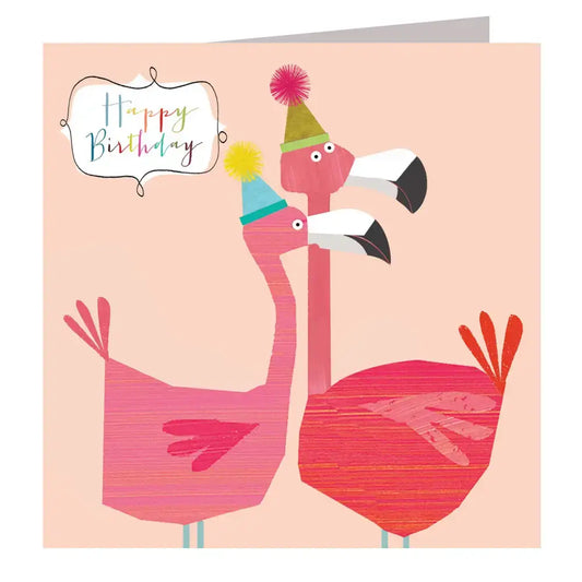 AA13 Flamingos Happy Birthday Card