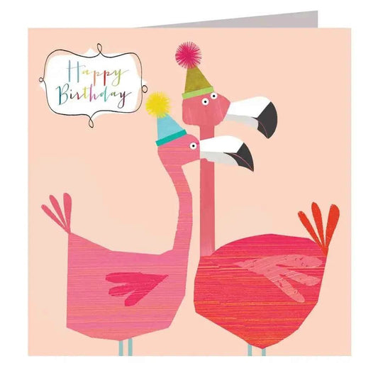 Flamingos Happy Birthday Card - The Red Squirrel