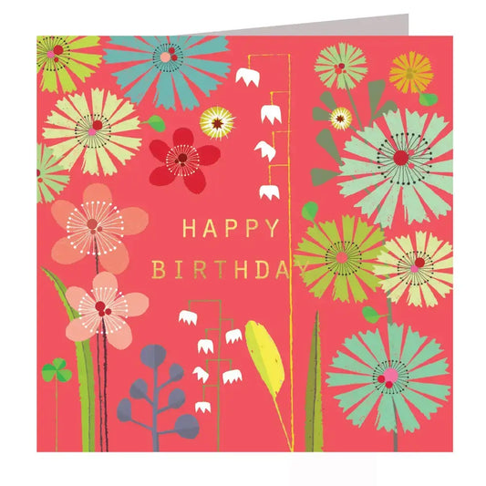 BFL07 Gold Foiled Red Birthday Card