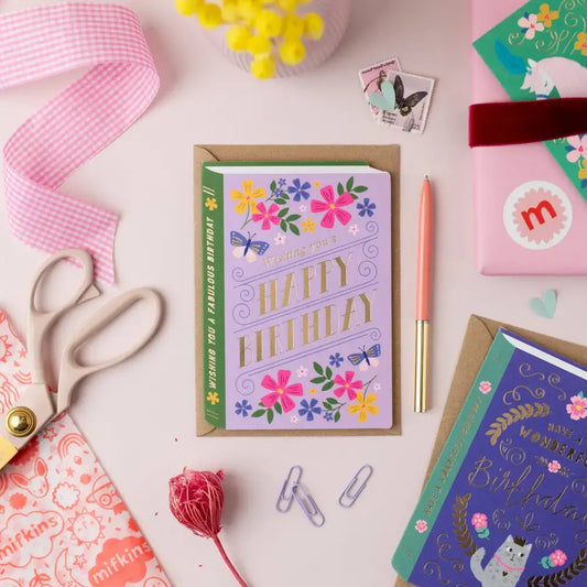 Birthday Book Card | Female Birthday Card | Gold Foil Card