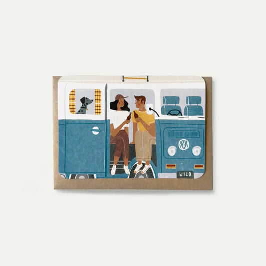 Campervan No.3 Greetings Card (Blue)