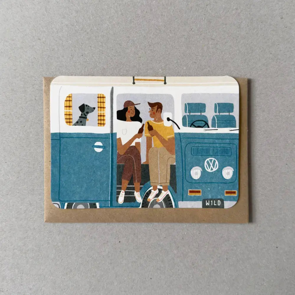 Campervan No.3 Greetings Card (Blue)