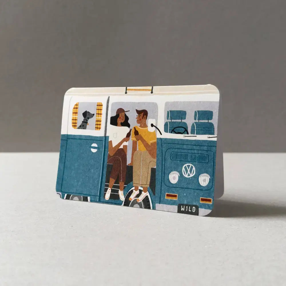 Campervan No.3 Greetings Card (Blue)
