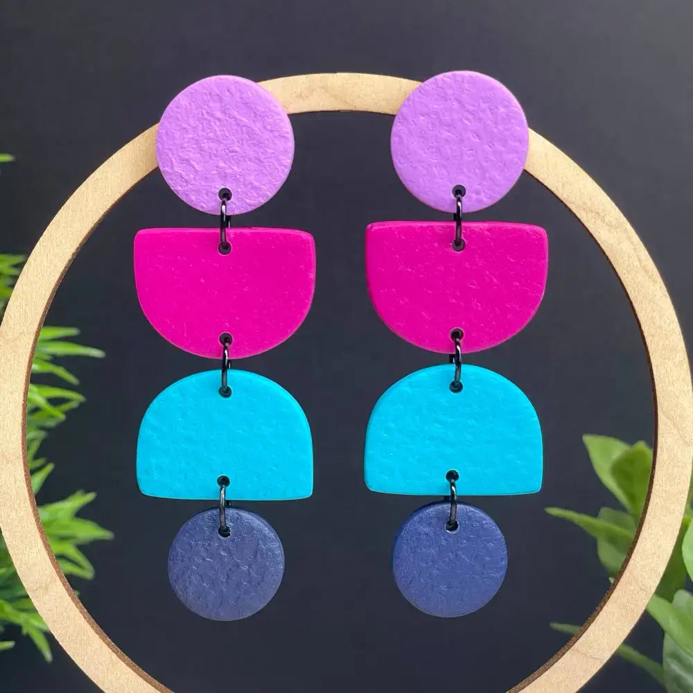 Colour Block Geometric Handmade Polymer Clay Earrings