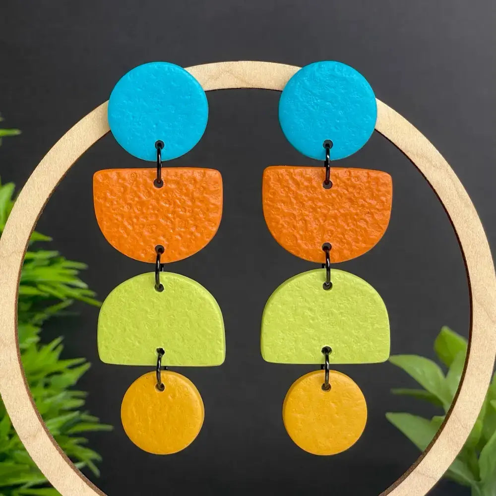 Colour Block Geometric Handmade Polymer Clay Earrings