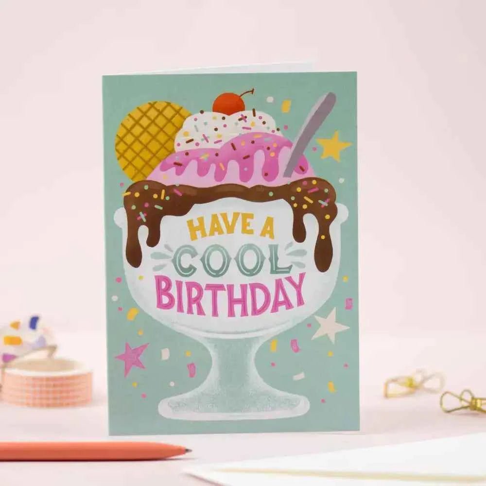 Cool Birthday ice cream greetings card - The Red Squirrel