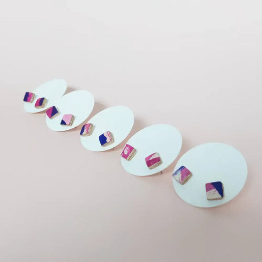 Cube Leather Stud Earrings - Multiple Colours