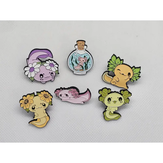 Cute Axolotl pin badges (various Kawaii cutie designs) - Pin badges