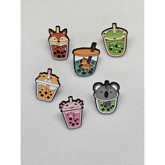 Cute Bubble Tea enamel pin badges (various designs) - Pin badges