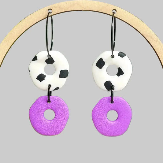 Dalmatian Print Cut-out Polymer Clay Hoop Earrings