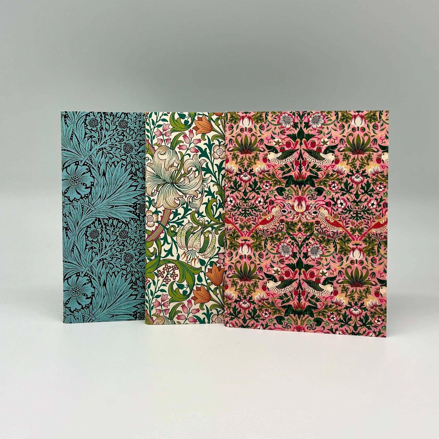 William Morris 3 A6 notebooks Strawberry Thief Pink