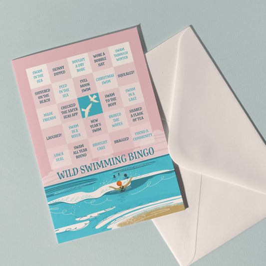 Wild Swimming Bingo Card - Mini Print/ A5 Greeting Card - The Red Squirrel