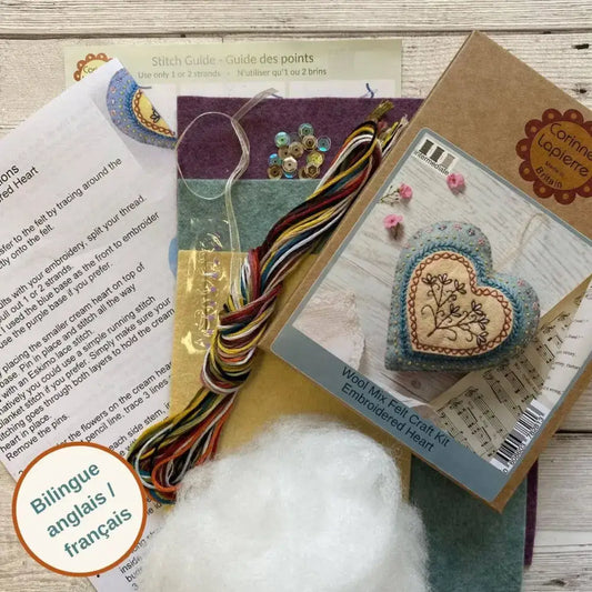 Embroidered Heart Felt Craft Mini Kit - Felt craft kits