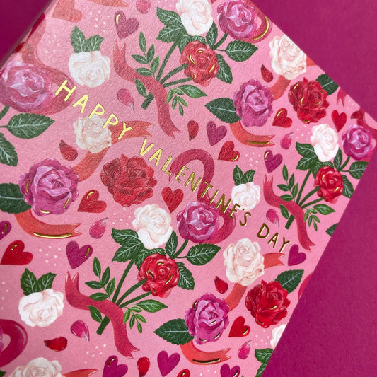 'Happy Valentine's Day' roses card - The Red Squirrel