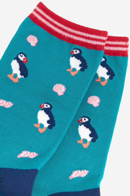 Women's Puffin and Sea Shell Bamboo Socks - The Red Squirrel