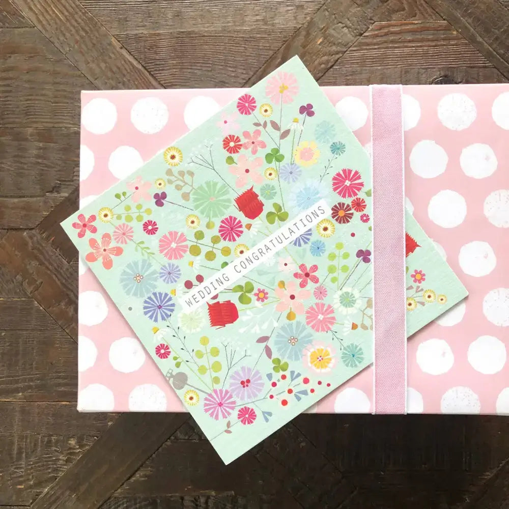 FL09 Silver Foiled Floral Wedding Card - 140 x 140mm