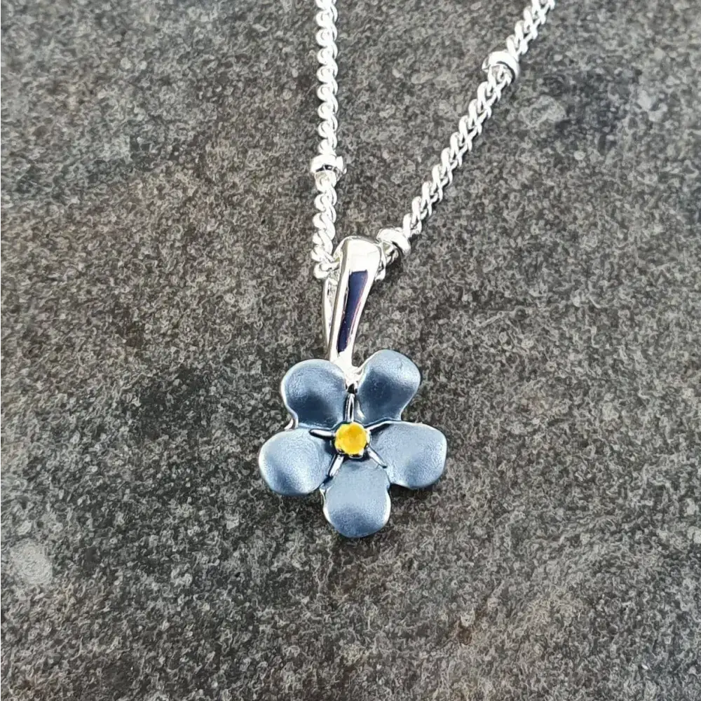 Forget Me Not Blue Mini Flower Pendant Necklace