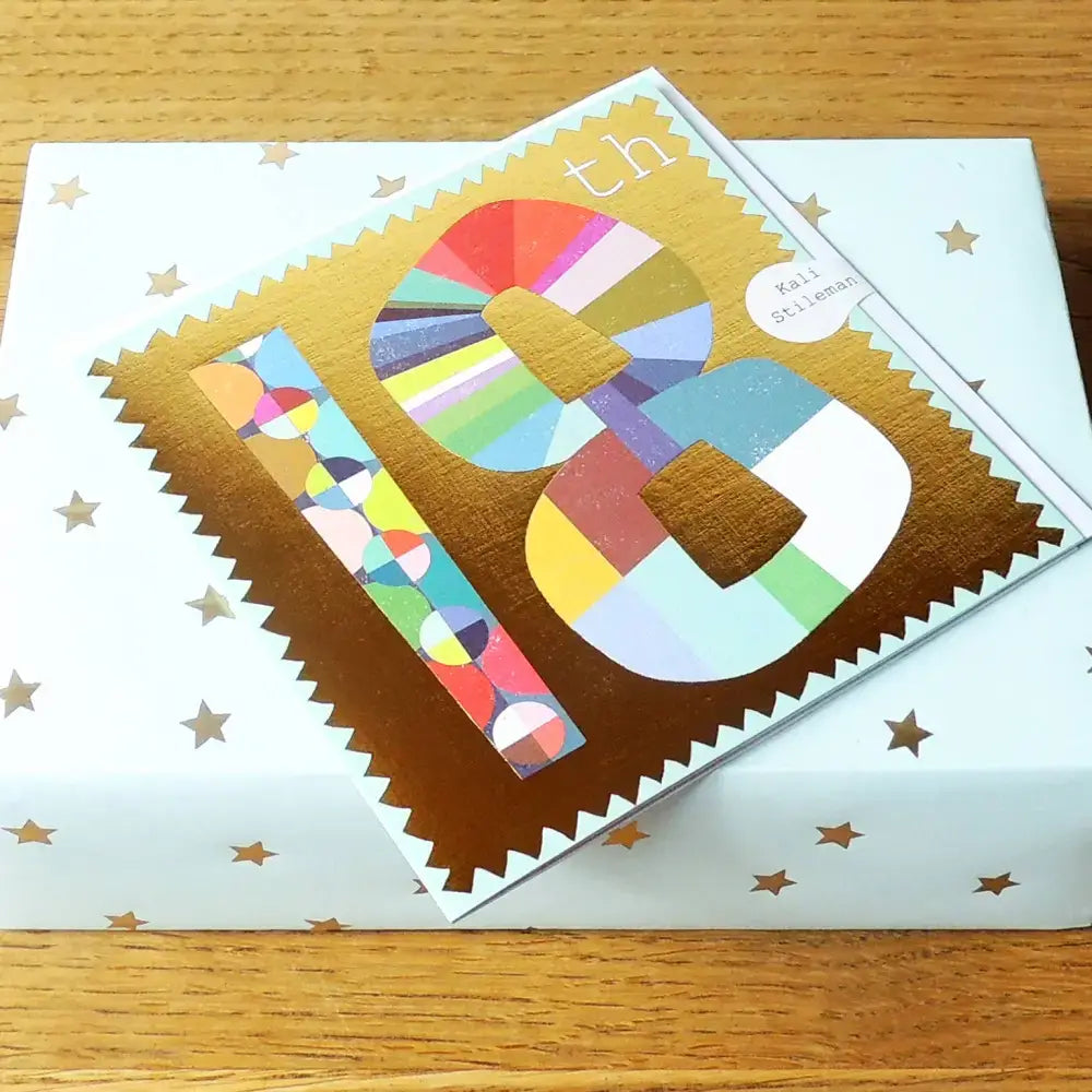 GD18 Gold Foiled Number Eighteen Card - 140 x 140mm