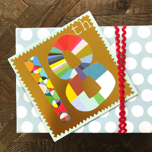 GD18 Gold Foiled Number Eighteen Card - 140 x 140mm