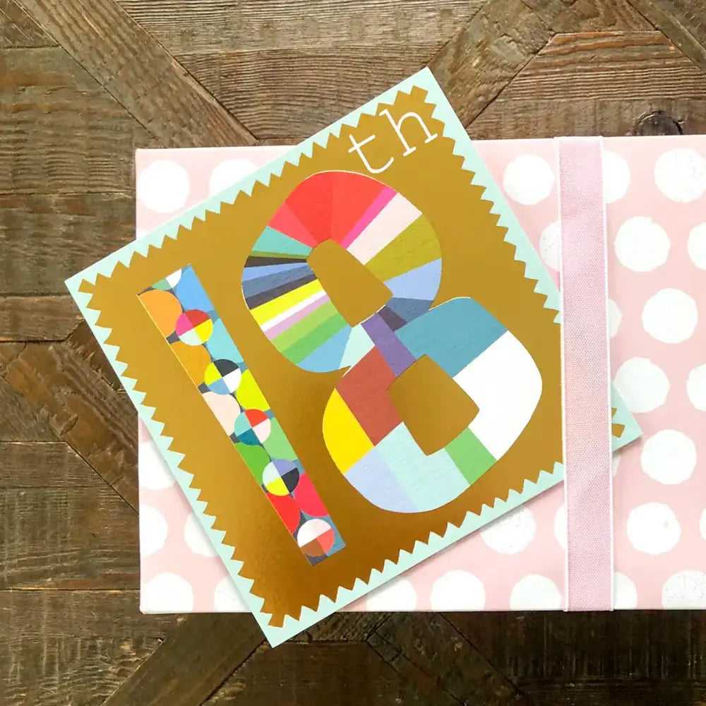 GD18 Gold Foiled Number Eighteen Card - 140 x 140mm