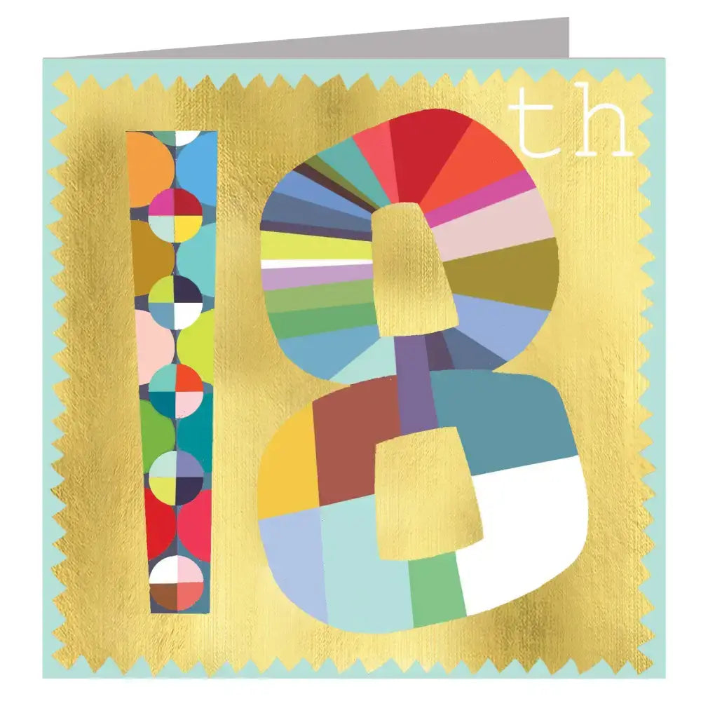 GD18 Gold Foiled Number Eighteen Card - 140 x 140mm