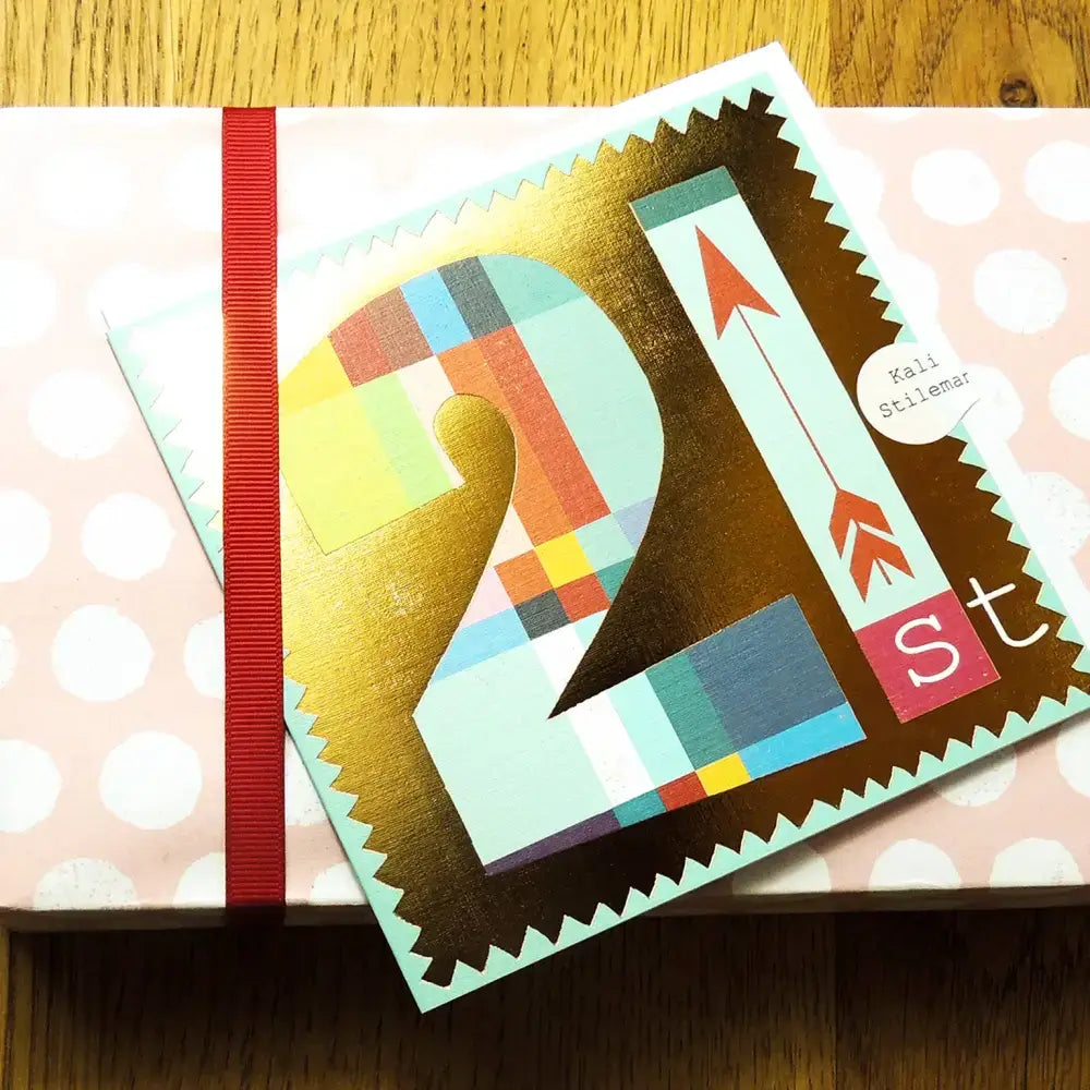 GD21 Gold Foiled Number Twenty One Card - 140 x 140mm