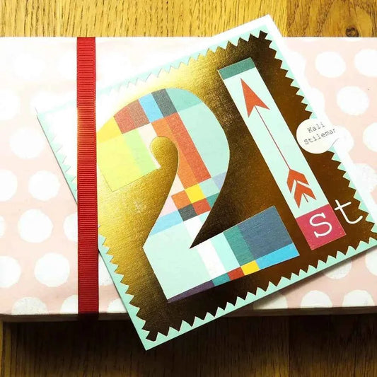 Gold Foiled Number Twenty One Card - The Red Squirrel