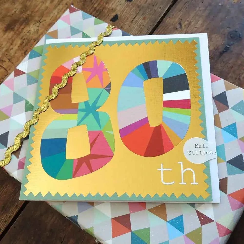 Gold Foiled Eighty Greetings Card - The Red Squirrel