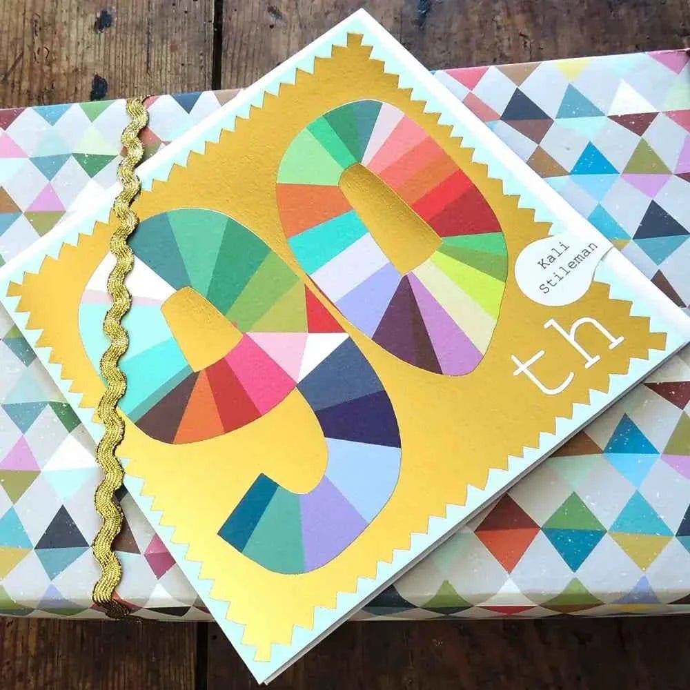 Gold Foiled Ninety Birthday Card - The Red Squirrel