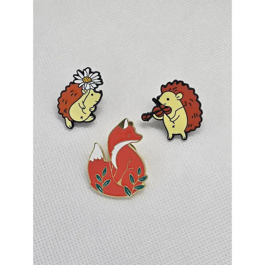 Hedgehog and Fox pin badge - Pin badges
