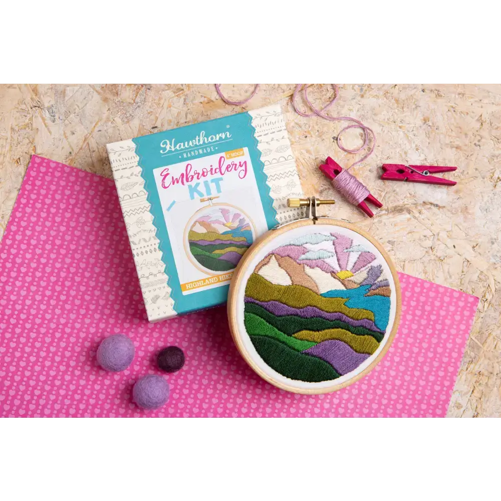 Highland Hike Mini Embroidery Kit | Complete Craft Kit for Beginners