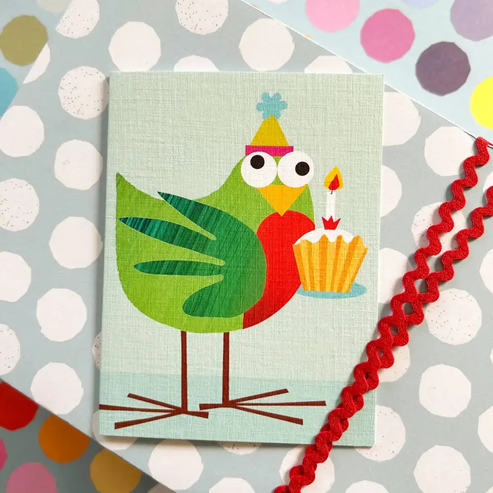 KTW46 Mini Bird and Cake Card - 95 x 125 mm