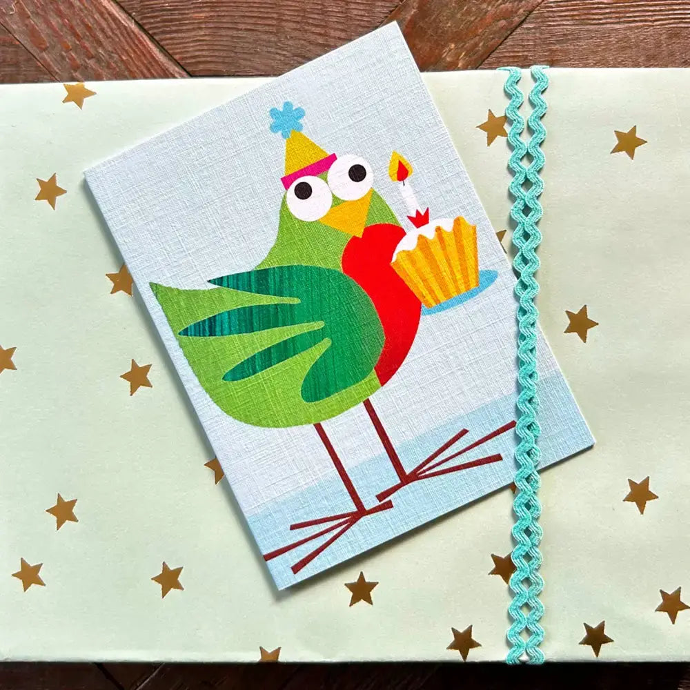 KTW46 Mini Bird and Cake Card - 95 x 125 mm