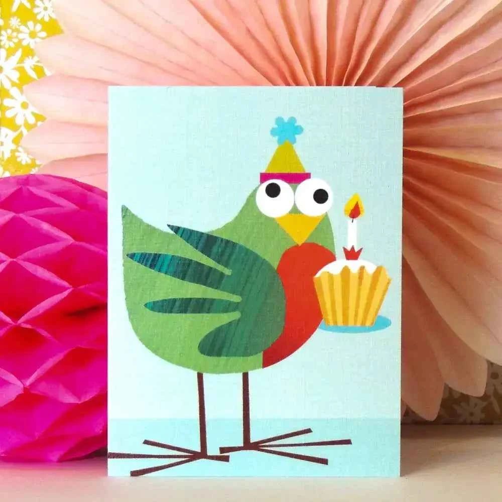 Bird and Cake Card - The Red Squirrel