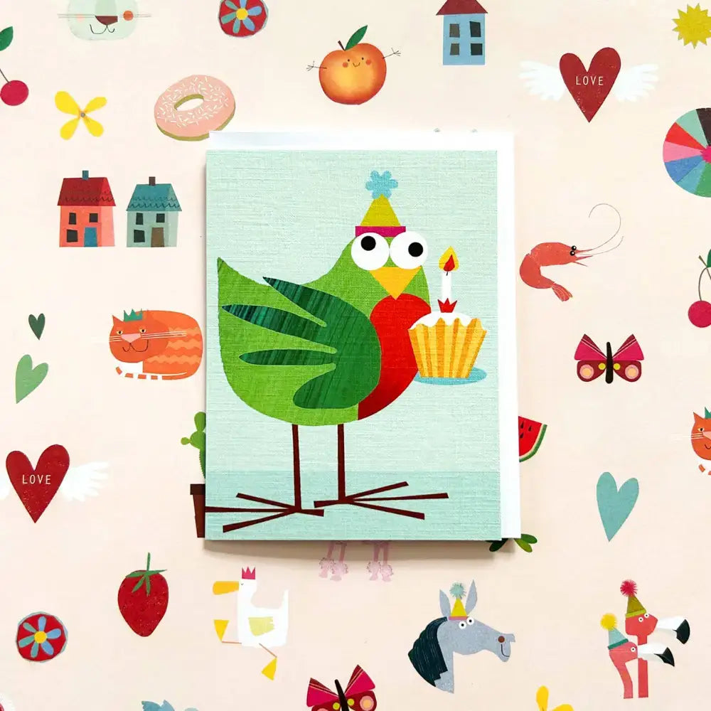 KTW46 Mini Bird and Cake Card - 95 x 125 mm